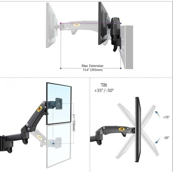 NB D20 Monitor Wall Mount Arm – 17″–27″ - Image 2
