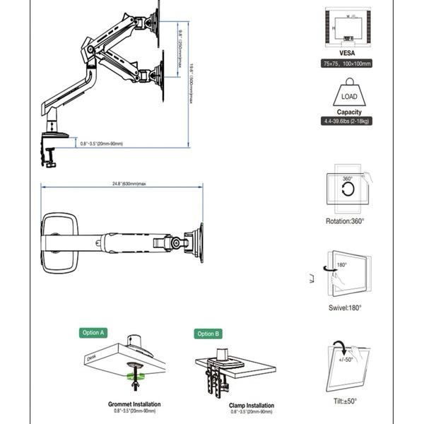 NB A5 XS Gaming Monitor Arm For 27″–50″ For Flat – Ultrawide – Curved Displays - Image 2