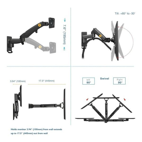 NB F150 Monitor Wall Mount Bracket Full Motion17-35″ F150 - Image 2